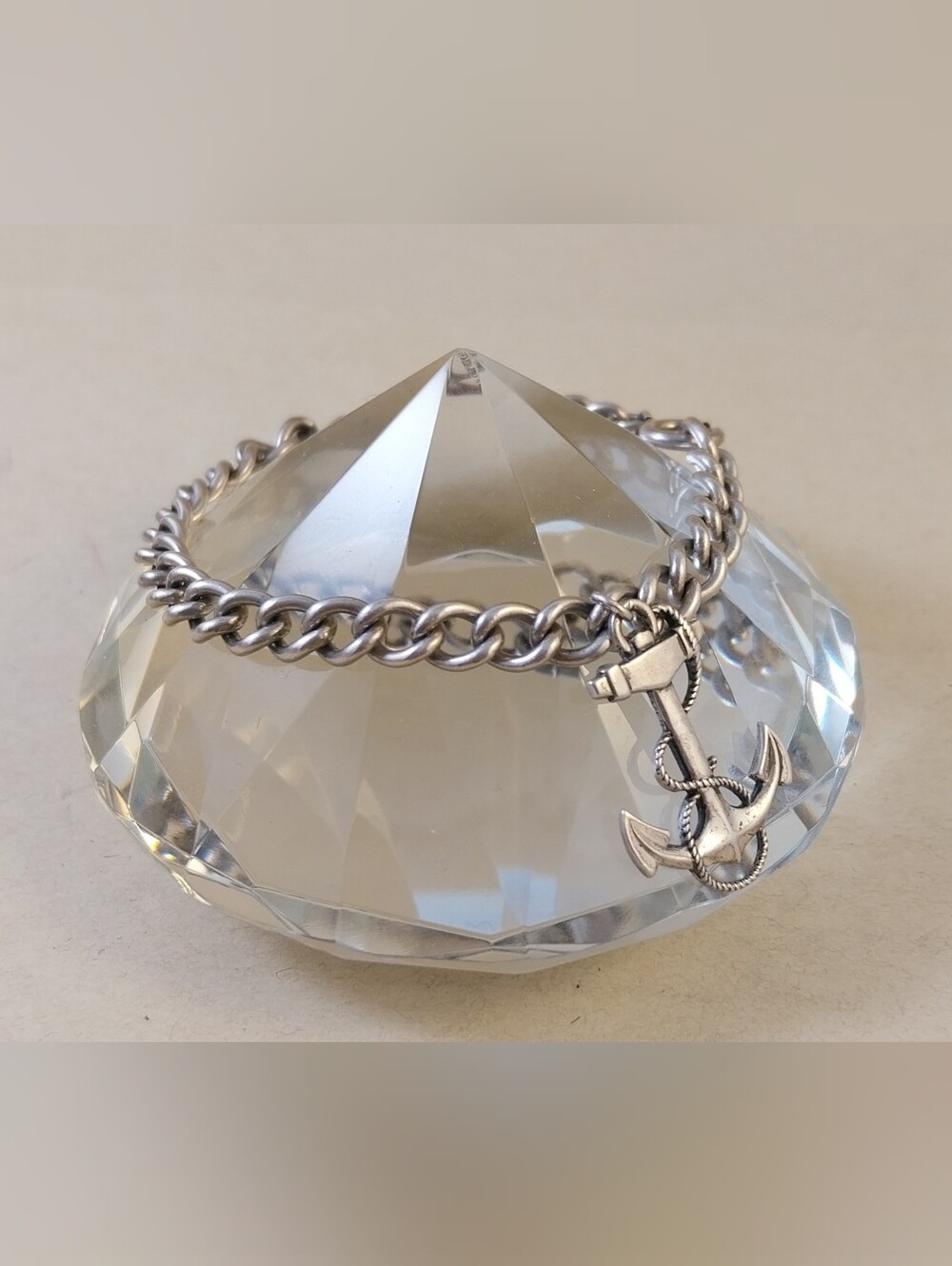 Sterling Silver Anchor Charm Chain Bracelet